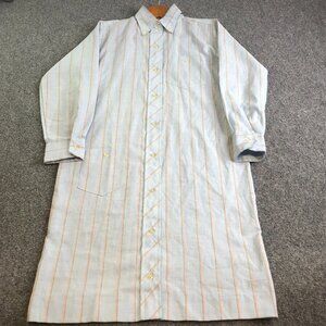 Carol Brent Vintage Work Shirt Dress 7 8 Blue Orange Button 60s 70 Made Japan